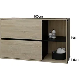 ML-Design Waschbeckenunterschrank Hängend Braun-Schwarz 100x60x45,5 cm,