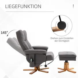 Homcom Relaxsessel Massagesessel Kunstleder 86 x 99 x 80 cm Dunkelgrau mit Hocker