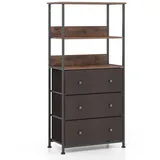 Bücherregal Mit 3 Schubladen & Offenen Regalen Kommode Schubladenschrank 56,5 X