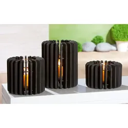 Windlicht Venta Holz schwarz 13cm