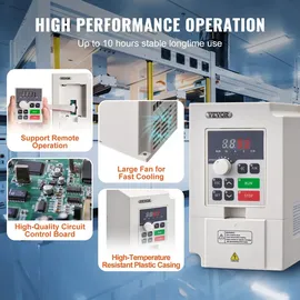 Vevor Frequenzumrichter VFD 3 PS, 2,2 kW, 5 A, 3-Phasen-Wechselstrom, 380 V Eingang auf 3-Phasen-Wechselstrom, 0 – 380 V Ausgang, Frequenzumwandler, 50/60 Hz Eingang, 0 – 2000 Hz Ausgang