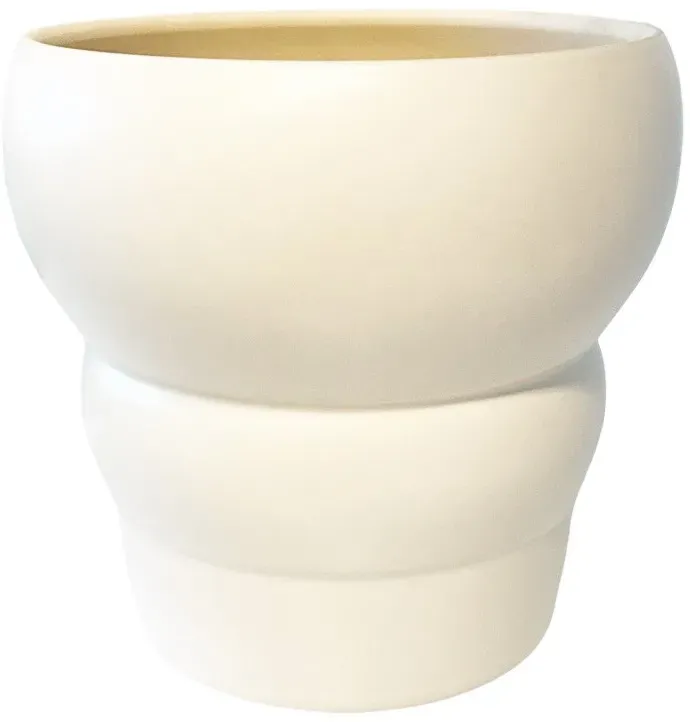 Kübel Keramik D17H16,5cm gewellt Made in Portugal konisch  - weiß