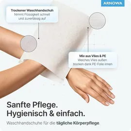 arnomed Einmalwaschhandschuhe Spunlace mit PE, wasserabweisend | 50 Stück)