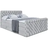 altdecor Boxspringbett BOXI8-Z KING 120 x 200 cm H3/H4 Hellgrau