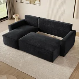 masseno Eckcouch Polyester 2-Sitzer Schwarz