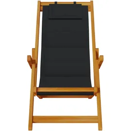 vidaXL Strandstuhl Klappbar Schwarz