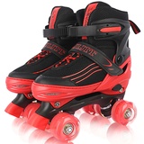 Rollschuhe für Mädchen Jungen Einstellbare Kinder Rollschuhe mit leuchtenden Rädern, Spaß Beleuchtung für Jungen Mädchen, Rollschuhe für Kinder (Black red, Medium (32-36 EU))