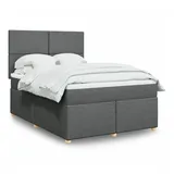 vidaXL Boxspringbett mit Matratze Dunkelgrau 160x200 cm Stoff
