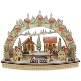 Riffelmacher & Weinberger Schwibbogen Winterdorf mit Kerzen 45 x 33 cm 76228, Natur / Rot - Fensterleuchter Weihnachtsdekoration (1-tlg) beige|rot