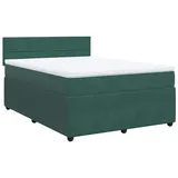 vidaXL Boxspringbett mit Matratze Dunkelgrün 140x200 cm Samt