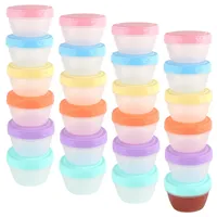 CHEUKYIU 24 Stück 120ml Kleine Gefrierdosen, 4oz Kleine Plastikdosen mit Deckel, 7,3 x 5cm Tupperdosen für Aufbewahrung, Orange, Pink, Blau, Grün, Violett, Gelb