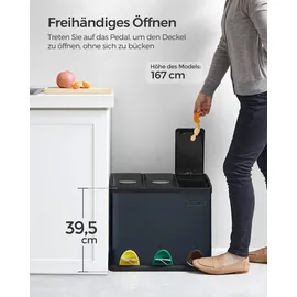 Songmics Mülleimer Mülltrennsystem, aus Metall, 3 x 8 Liter