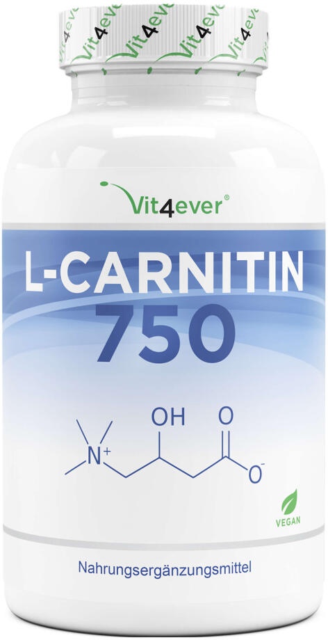 L-Carnitin - 180 vegane Kapseln, 100% L-Carnitin Tartrat ohne Zusätze