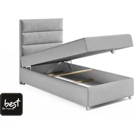4mybaby GmbH Best for Home Boxspringbett mit Bettkasten Trinity K4-SINGLE 90x200 Bonellfederkern inkl. Topper - Grun - Grün