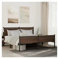 VidaXL Metallbett ohne Matratze Braun Eichen-Optik 180x200 cm