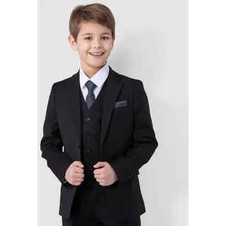 SANDER STELLAN Kinderanzug Luxuriöser Jungen Anzug Kommunionanzug 6-teilig, in Schwarz (Sakko, Weste, Hemd, Hose, Krawatte und Einstecktuch) festlich, elegant schwarz 128