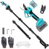 2-in-1 Elektro-gartenschere Mit 4 X 0,5 M Teleskopstange – Verstellbar 1 M/1,5 M/2 M, 43 Mm Schnittkapazität, Kabellose Elektro-gartenschere Kompatibel Mit Makita 18 V, Sk7 Klinge, Bürstenloser Motor