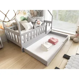 masseno Kinderbett ELSA 80 x 160 cm Kiefer massiv grau