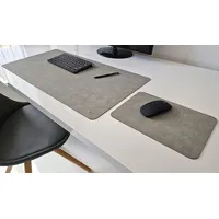 Profi Mats Schreibtischunterlage Schreibtischunterlage Just Kunst Leder 80x38cm mit Mauspad 29x20cm grau