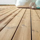 OSMO Terrassendiele Thermoholz Kiefer gebürstet / geriffelt-für Teni/SenoFix-3600x140x25mm