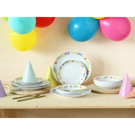 CreaTable Teller-Set Happy Birthday 12-tlg. bunt/weiß