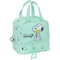 Safta SNOOPY GROOVY - Lunchbox, Qualität und maximale Widerstandsfähigkeit, für Mahlzeiten, Freizeit, Snack und Frühstück, 20 x 15 x 20 cm, Wassergrün, Meeresgrün, Estándar, Casual