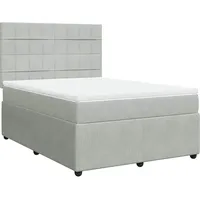 VidaXL Boxspringbett mit Matratze Hellgrau 140x200 cm Samt