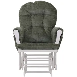 Mendler Relaxsessel HWC-C76 Chenille 52 x 0 x 0 cm Grün mit Hocker