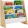 Relaxdays Kinderbücherregal 4 Stofftaschen 63 x 39 x 60 cm Kiefer massiv weiß