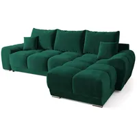 bromarkt Ecksofa Dunkelgrün, Textil, 3-Sitzer, L-Form,L-Form, 298x184 cm, Wohnzimmer, Sofas & Couches, Wohnlandschaften, Ecksofas