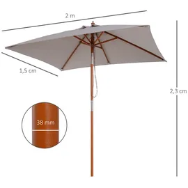 Outsunny Sonnenschirm 200 x 150 cm grau