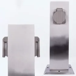 LIV Steckdosensäule 300mm | 2xFach | Edelstahl | Gartensteckdose Außensteckdose Steckdosenverteiler