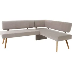 Eckbank OTTO PRODUCTS "Alessja", grau (grau, eiche natur), B:192cm H:88cm T:152cm, Massivholz, Holzwerkstoff, Polyester, Sitzbänke, Breite langer Schenkel 192 oder 212 cm, Gestell aus Eiche Massivholz