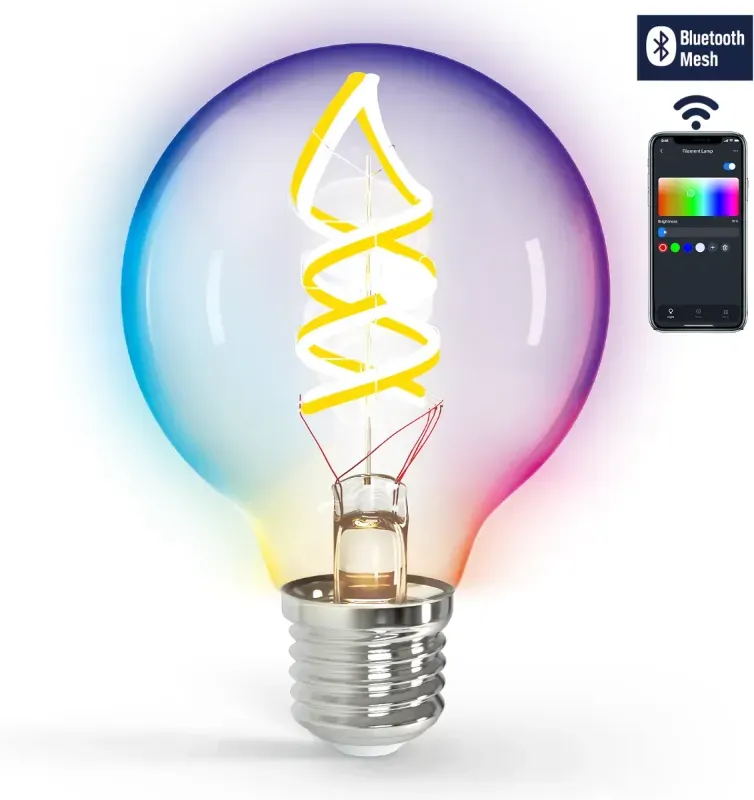 Aigostar Bluetooth Mesh Smart-Filament-Glühbirne G80 4.9W RGBW
