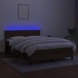vidaXL Boxspringbett 140 x 200 cm LED Dunkelbraun