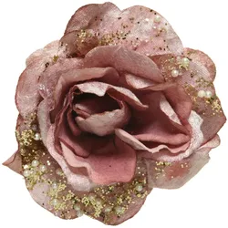 Künstliche Samtrose Clip Kunstblumen Kunstrosen Hochzeit Christbaumschmuck rosa