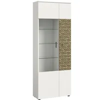 Inn.furn Vitrine weiß, Gold 70 cm mit 9 Fächern