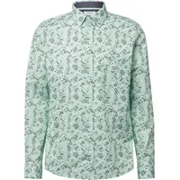 s.Oliver Slim Fit: Langarmhemd mit All-over-Print und Kentkragen - türkis|mehrfarbig - M