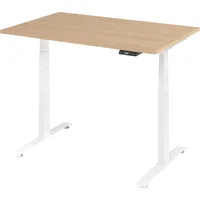 Bümö Schreibtisch Eiche, weiß Holzwerkstoff, Nachbildung,Eiche, Rechteckig, 120x74x80 cm