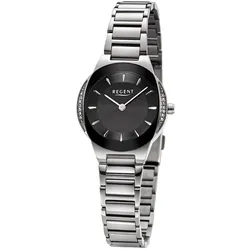 Regent 12221179 Damen-Armbanduhr Edelstahl Silber/Schwarz