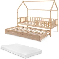 [en.casa] Doppel-Kinderbett Aarghonmaa 90 x 200 cm Kiefer massiv natur beige