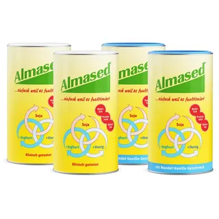 2x 500g Almased Original + 2x 500g Almased Mandel-Vanille – 4er Bundle – Für Gewichtsreduktion und Muskelaufbau – 52g Protein auf 100g – 40 Portionen
