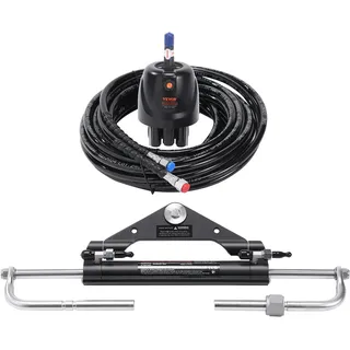 Vevor Hydraulisches Außenborder-Lenkset, 150 PS, hydraulisches Lenksystem für Marineboote, mit Steuerpumpe, Zweiwege-Sperrzylinder und 7 m hydraulischem Lenkschlauch, für Einstationen-Einmotorboote