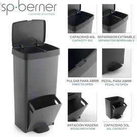 SP Berner Müll- oder Recyclingbehälter 70 l Schwarz
