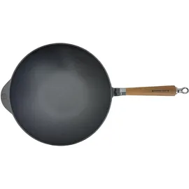 RONNEBY BRUK "Maestro Wokpfanne, Ø 32 cm, mit Holzgriff", schwarz, mit eichenholzgriff, B:32cm H:13cm L:58cm, Pfannen, Wok