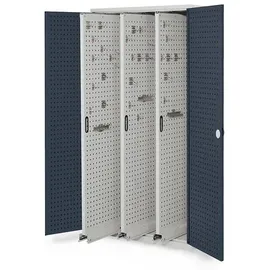 Kappes Vertikalschrank RasterPlan Mod. 85 RAL 7035/7016 Tür innen Lochplatten mit Ausstattung