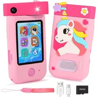 ARNSSIEN Kinder Handy Smartphone Spielzeug mit 180° Drehobjektiv &32GB Karte, Kinderkamera mit Touchscreen&Silikonhülle,Weihnachts und Geburtstagsgeschenk für Mädchen und Jungen 3 4 5 6 7 8 Jahre,A200