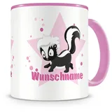 Samunshi® Kindertasse mit Namen Tasse Süßes Stinktier Personalisierte Tasse mit Namen Kinder Kinderbecher mit Namen Kindergarten rosa 300ml