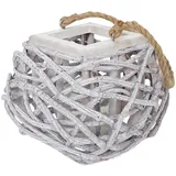 MCW Windlicht 40cm Holz/Glaseinsatz Weiß-Grau