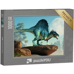 puzzleYOU Puzzle Puzzle 1000 Teile XXL „3D-Illustration: Spinosaurus auf einer Klippe“, 1000 Puzzleteile, puzzleYOU-Kollektionen Dinosaurier, Tiere aus Fantasy & Urzeit